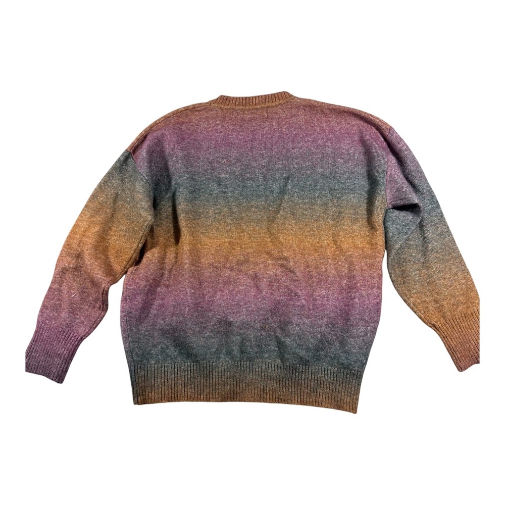 Old Navy Sweater Women XS Purple Orange Ombre Go-Recycled Wool Blend Crew Neck - Picture 2 of 12